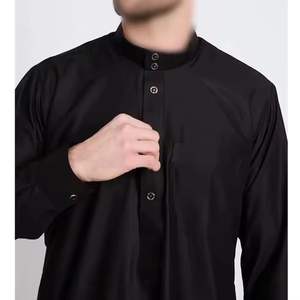 Túnica informal transpirable de poliéster para hombre, de manga larga, cuello en V, corte holgado, bordada, para todas las estaciones, playa, oración - Product Image 2