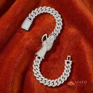 925 Sterling <b>Silver</b> Gold Plated Jesus Cuban Link Chain Bracelet with Moissanite Hiphop Style <b>for</b> <b>Men</b> - Product Image 2