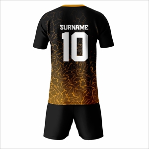 Men's Black Soccer Jersey With Gold Camo Print Sublimated Number 10 Breathable Polyester Short Sleeve Uniform Set Wholesale - Product Image 3