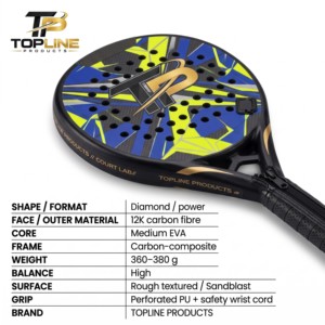 Ensemble de raquettes de padel professionnelles, raquette de plage personnalisée avec grip en fibre de caoutchouc et mousse EVA pour le beach tennis - Product Image 5