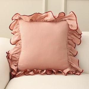 Funda de Cojín Cuadrada de Lino Sólido con Borde de Contraste, Funda de Almohada Nórdica para Cama, Sofá y Hogar - Product Image 6