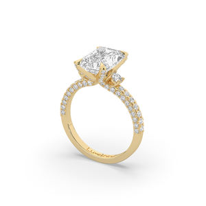 Anillo de compromiso con diamante cultivado en laboratorio de corte brillante esmeralda de 3.86 quilates, banda de boda solitaria de oro macizo de 14 quilates para mujer, joyería de lujo. - Product Image 3