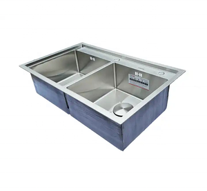 SM 8648 Top-mount fait à la main Double bol cuisine en acier inoxydable de haute qualité pour la Distribution en gros Vietnam usine directe - Product Image 2