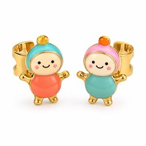 brass ear <b>cuffs</b> with Cute Cartoon Figure Candy Color Cold Enamel Clip <b>Earrings</b> for Non Pierced Ears Sold Individually - Product Image 1