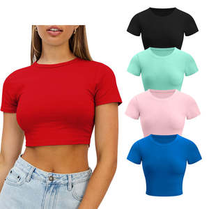 Camiseta de algodón para mujer, corte ajustado, con logo personalizado, manga corta, estilo casual Y2K, top informal. - Product Image 2