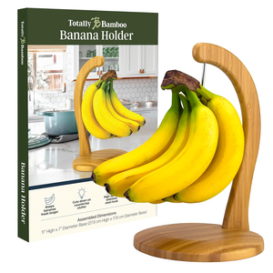 Heart Wood Gifts Soporte de madera para colgar plátanos con gancho de acero inoxidable, soporte independiente para frutas para almacenamiento en encimeras de cocina - Product Image 2