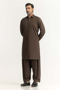 <b>Men's</b> Solid Color <b>Kurta</b> Pajama Set Knee-Length Regular Fit Traditional Indian Pakistani Clothing Polyester Casual Wear For <b>Men</b> - Product Image 3