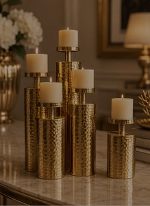 Ensemble de 4 bougeoirs modernes de style antique, designs et tailles personnalisables, résistance à la chaleur, support de bougie pour la maison, décoration de table - Product Image 6