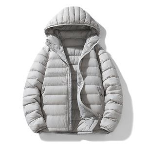 <b>White</b> Hooded <b>Puffer</b> <b>Jacket</b> Winter Casual Zipper Closure Print/Color Blocking Windproof Eco-Friendly Thick Polyester Filling - Product Image 5