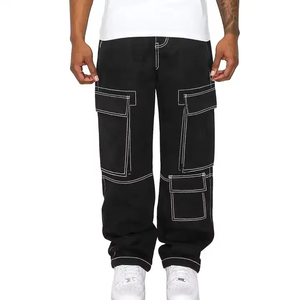 Pantalones Cargo Casuales Personalizados para Hombre, de Algodón, con Cierre, Lavados, Acampanados, Precio al por Mayor, Transpirables, Económicos - Product Image 3