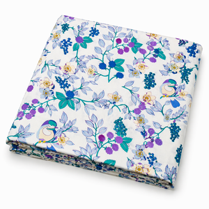 Tissu Popeline Coton Blanc Imprimé Floral Le Souvenirs, Biologique, Écologique, Absorbant l'humidité, Respirant, Léger, Peigné pour - Product Image 1