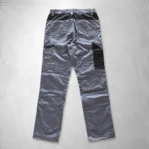 Men's Grey Work Pants with Black Knee <b>Pads</b> | Cargo Workwear <b>Trousers</b> with Side Pockets - Product Image 2