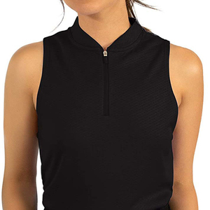 Shirt Slim Fit Casual Wear Private Label Supplier Custom Women Sleeveless Zip Up <b>Blouse</b> Summer Elegant Fashion Top Zipper Shirt - Product Image 5