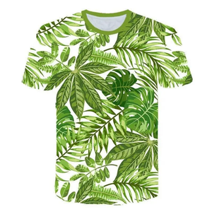 Camiseta de Manga Corta para Hombre con Estampado de Palmeras y Atardecer Tropical, Corte Regular, Cuello Redondo, Diseño Casual de Poliéster Transpirable - Product Image 5
