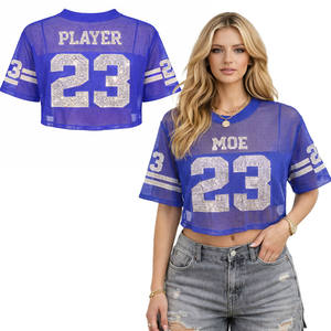 Camiseta Deportiva Corta de Malla con Pedrería para Mujer, Transpirable, de Poliéster, Estilo Urbano, con Logotipo Personalizado, Producción OEM - Product Image 1