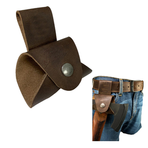 Universal fit <b>leather</b> hatchet blade guard with an closure for quick access during backyard wood chopping sessions - Product Image 1