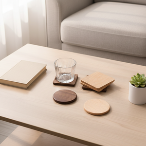 Sous-verres modernes en noyer noir japonais, sous-verres en bois de hêtre, tapis isolants en bois massif pour tasses à eau, sous-verres pour tasses à thé - Product Image 6