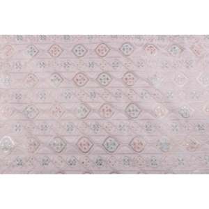 Tela de Satén Semiseda Bordada con Flores, Color Rosa con Lentejuelas Doradas, 58 Pulgadas de Ancho, Elástica, para Bolsos - Product Image 3