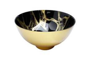 Grand bol en métal poli antique avec base dorée, design glamour, pour servir les aliments lors de réceptions, compatible lave-vaisselle. - Product Image 2