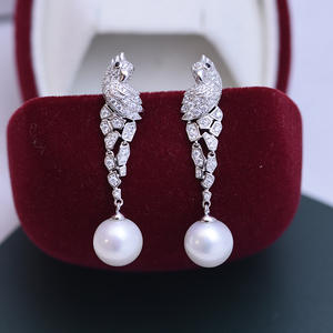 Zhuji Danshui 10-11mm White Round Fine <b>Pearl</b> <b>Earrings</b> S925 Silver Petal Dangle Bright Light Elegant Design - Product Image 1