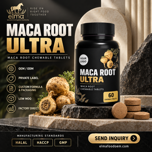 Suplemento de Extracto de Raíz de Maca Halal Elma Food, 60 Tabletas Masticables, Apoyo Energético para Hombres, Metabolismo, Circulación, GMP, HACCP - Product Image 1