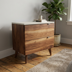 Midcentury Modern <b>Wood</b> <b>Chest</b> Of Drawers With Tapered Legs And Dark Top - Product Image 6