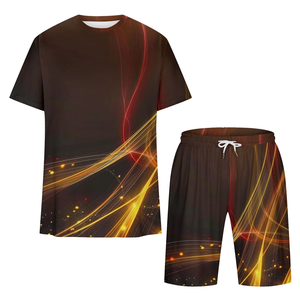 ชุดเซ็ตเสื้อยืดแขนสั้นและกางเกงขาสั้นชายหาดสไตล์วินเทจลำลองสำหรับฤดูร้อน ระบายอากาศได้ดี เป็นมิตรกับสิ่งแวดล้อม - Product Image 2