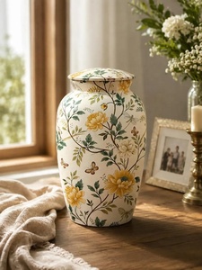 Vintage Botanical Flower Design Metal Cremation Urn with Artistic Floral Detailing <b>Memorial</b> <b>Keepsake</b> Funeral Urn - Product Image 4