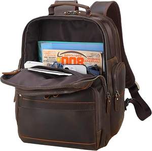 Sac à dos élégant en cuir pour le bureau, les voyages, l'école, avec compartiment pour ordinateur portable, personnalisable avec logo, vente en gros OEM - Product Image 2