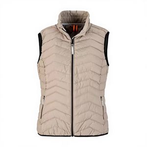 Chaleco Acolchado Beige para Hombre con Cierre de Cremallera, Cuello Alto, Relleno de Poliéster Cortavientos, Chaqueta Casual de Invierno - Product Image 1