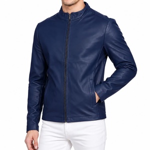 Unisex PU Leather <b>Jacket</b> Turn-down Collar Zipper Closure Slim Fit <b>Smart</b> Casual Regular Sleeve Winter Windproof Front Logo - Product Image 2