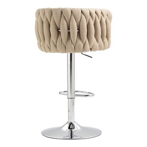 Set di 2 Sgabelli da Bar Moderni Girevoli a 360 Gradi con Rivestimento in Tessuto, Altezza Regolabile, Schienale Intrecciato e Poggiapiedi Argento - Product Image 6