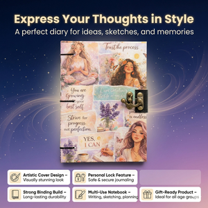 <b>A5</b> Motivational Quote Journal Lock <b>Notebook</b> Handmade Thread Sewing Bound 100 Sheets Cardboard Hardcover Diary | Inspirational - Product Image 3