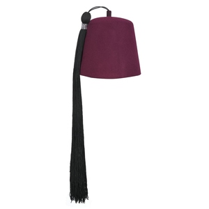 Chapeau de fez maçonnique pour Filles du Sphinx, avec emblème brodé de strass bordeaux et pompon noir, couvre-chef fraternel de cérémonie - Product Image 4