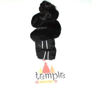 Extensions de cheveux naturels indiens Remy Body Wave, cuticules alignées, qualité Temple, simples ou doubles, pour pose adhésive noire naturelle - Product Image 6