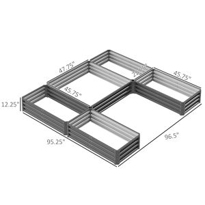 Set of 5 Large Gray 8x8x1ft Steel Raised Garden Beds 8x8x1ft Metal <b>Planters</b> for Outdoor Plants <b>Vegetables</b> Flowers Herbs - Product Image 3