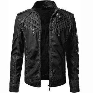 Veste de moto classique à fermeture éclair, design personnalisé, logo sur mesure, vestes en cuir pour motards - Product Image 1