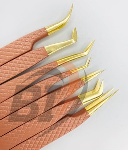 Pinzas para extensiones de pestañas de acero inoxidable con revestimiento de Color personalizado de alta calidad profesional, herramienta de belleza sostenible, acero fino - Product Image 5