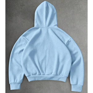 Sudadera con Capucha y Cierre de Cremallera para Hombre, Color Azul Claro, con Cruces Bordadas Coloridas, Estilo Casual Holgado para Otoño - Product Image 3