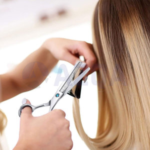 Ciseaux à effiler les cheveux en acier inoxydable à pointe arrondie, 28 dents, pour droitiers, avec emballage en boîte, pour usage professionnel en salon de coiffure et barbier - Product Image 3