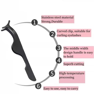Pince à épiler professionnelle en acier inoxydable, pointe lisse, clip courbé durable 10 mm, logo personnalisé pour extension de cils - Product Image 3