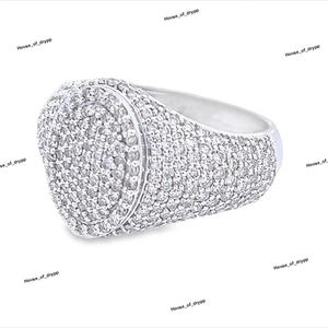 Iced Out <b>Silver</b> <b>Ring</b> With Brilliant Moissanite Design Luxury <b>Mens</b> Fashion <b>Ring</b> Sparkling Bold Statement Jewelry - Product Image 4