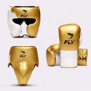 Dernier modèle : Ensemble d'entraînement de boxe et MMA en cuir bicolore, comprenant gants, casque et protège-pénis - Product Image 2