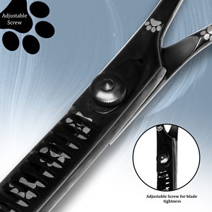 Flamia & Jabz Pet Grooming Scissors Stainless Steel Black with Paw Print Design for Dogs 8 Inch <b>Classic</b> Style Chunker black - Product Image 2
