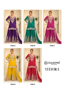Premium <b>Women</b> Suit Palazzo Dupatta Set Traditional Real Chinon <b>Kurta</b> Set Special Occasion Wedding Bulk India Export Quick Dry - Product Image 6