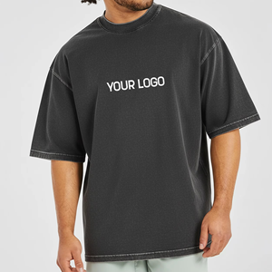 T-shirt vintage pour homme, délavé à l'acide, 100% coton, coupe ample, col rond, streetwear unisexe - Product Image 4