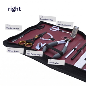 Kit complet d'installation et de retrait d'extensions capillaires pour salon, comprenant Pince à sertir micro-anneaux en acier inoxydable, Outil de pose pour extensions à bandes adhésives, Crochet à boucle Sc - Product Image 4