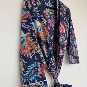 Kimono de Algodón para Mujer, Bata de Verano Abierta por Delante, Ropa de Dormir, Vestido de Playa, Kimono Tailandés - Product Image 3