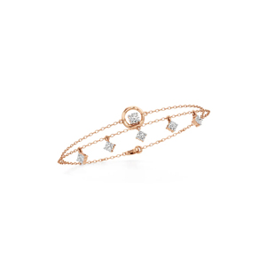 Bracelet à breloques en or rose et diamants, coupe princesse, chaîne classique pour femme, à porter au quotidien - Product Image 3
