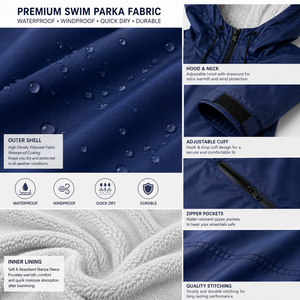 Custom New Zealand Flag Swim Parka Jacket | Waterproof Fleece Lined <b>Long</b> Hooded Swim <b>Coat</b> for Swimming, Surfing & Outdoor Sports - Product Image 5